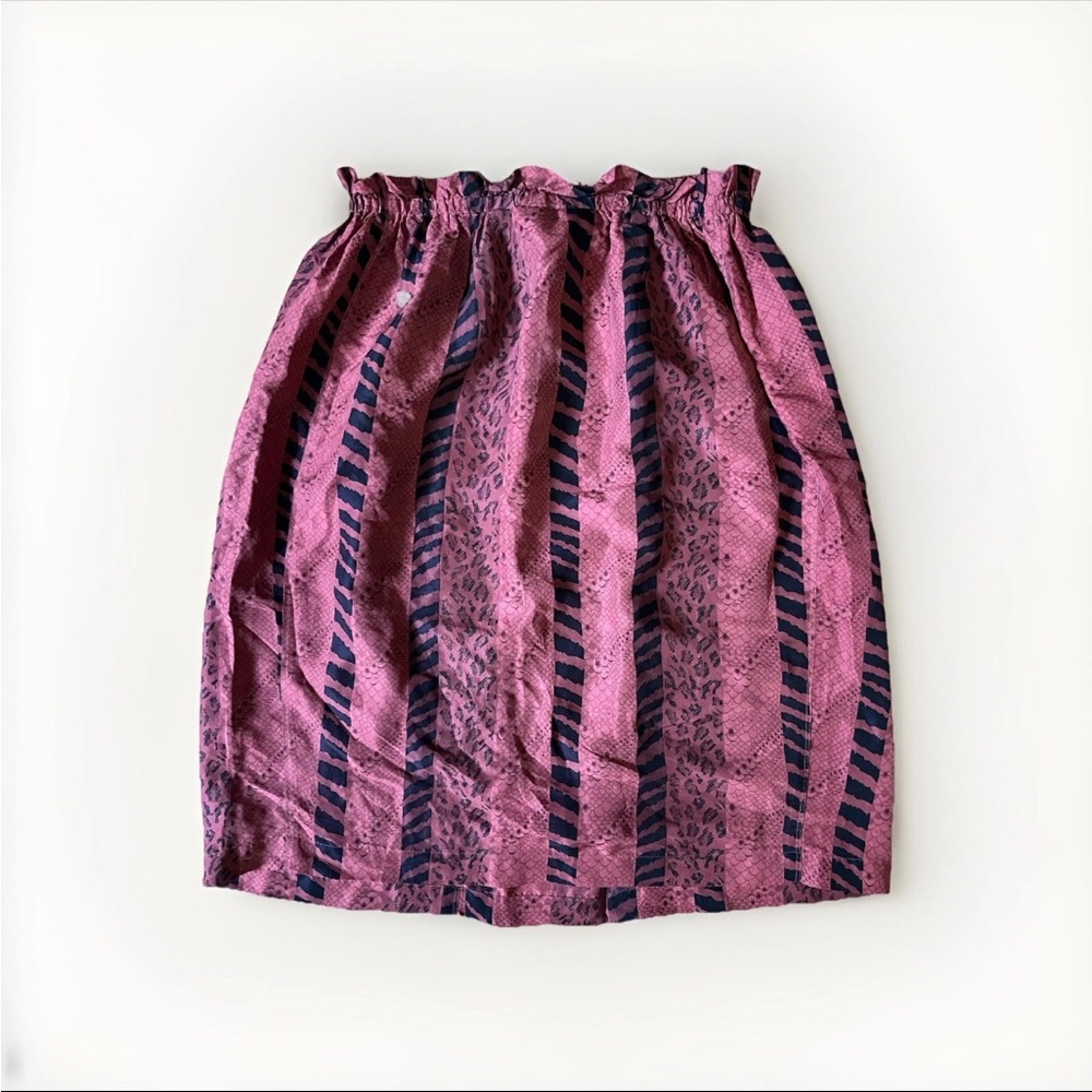 NWOT Diane Gilman 100% Silk Maroon Geometric Skirt S-L